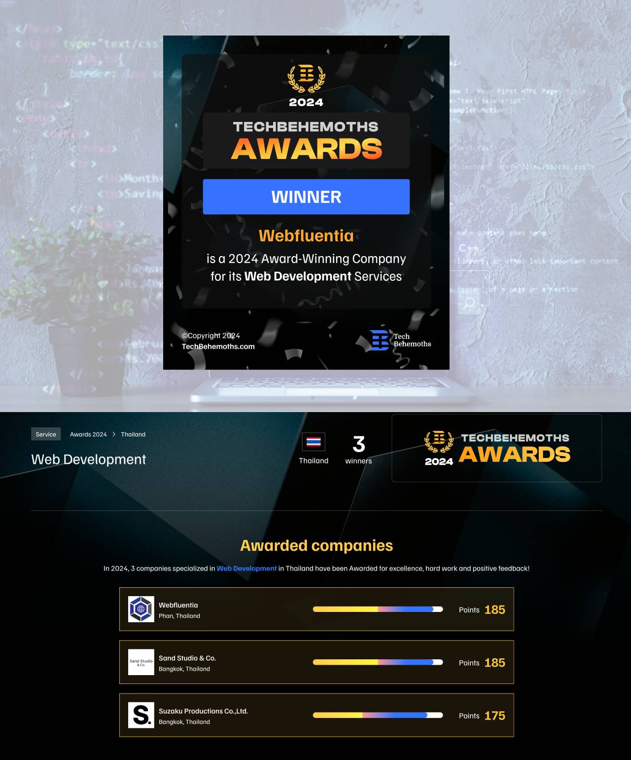 Webfluentia wins TechBehemoths Award 2024 for outstanding Web Development